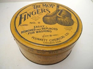 Original 1920's The Mop with Fingers No. 8 Plunkett Chemical Co. Chicago, IL Tin - Picture 1 of 13