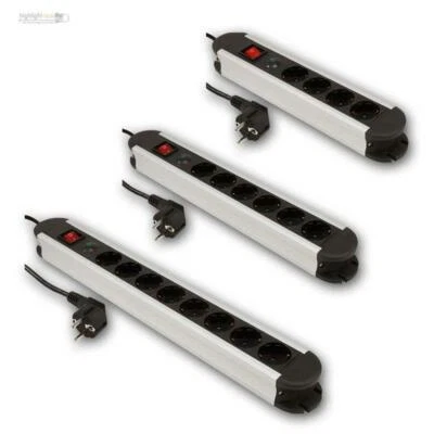 WORLD-TRADING-NET Steckdosen-Leiste mit Überspannungsschutz 4/6/8-fach Alu-Mehrfachstecker 230V