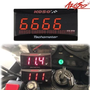 KOSO RPM Digital Inductive Tachometer Motorcycle Red Digital Hour Tach Meter - Picture 1 of 6