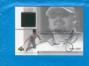 JASON GIAMBI AUTO 2001 UPPER DECK GAME USED AUTOGRAPH JERSEY CARD #44/200 A'S - Bild 1 von 2