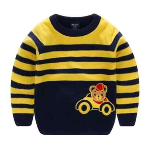 Boys Sweater Autumn Children Sweater Striped Car Knitwear 3-7Year Kids Pullover - Picture 1 of 36