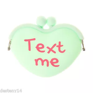 Claire's Text Me Candy Heart Girl's Women's Green Coin Purse One Size New - Picture 1 of 1