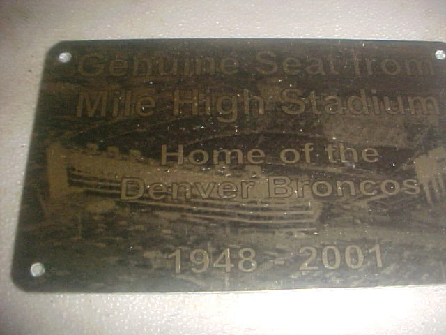 Asiento de estadio Denver Mile High PLACA ANTIGUA CASA DE LOS BRONCOS Foto 1 de 1