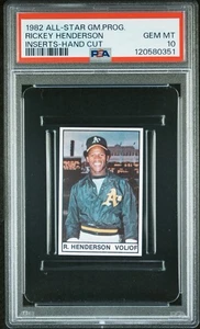 1982 Rickey Henderson PSA 10 Rare CANADIAN Vs 1980 Topps RC AS Game Inserts Card - Picture 1 of 3