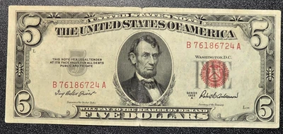 1953 $5 Red Seal Note #724 - Image 1 of 4