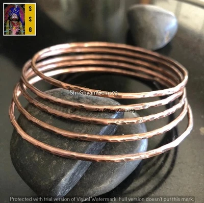 5 set di braccialetti in rame, braccialetti in rame martellato braccialetto... - Immagine 1 di 4