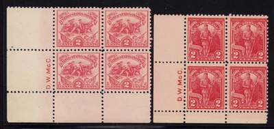 1926 & 1927 US SC 629 & 643 Blocks of 4 with Engravers Initial Sideographer - Image 1 of 3