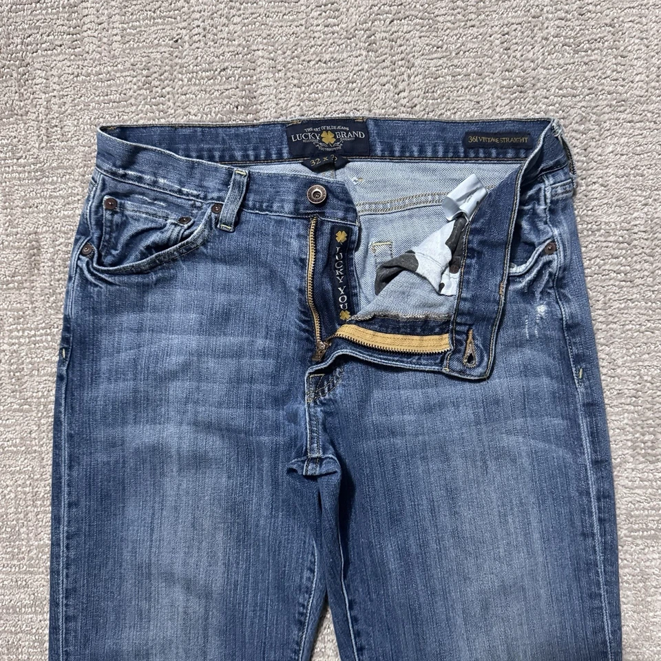 Lucky Brand Jeans Men's Size 32X32 Blue Mid Wash 361 Vintage Straight Denim USA - Image 1 of 4