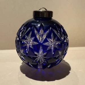 Vintage Waterford Crystal Cased Ball Ornament Cobalt Blue Cut to Clear - Picture 1 of 5
