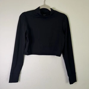 Offline by Aerie Black Ribbed Mock Turtle-Neck Crop Top Size Medium - Picture 1 of 8