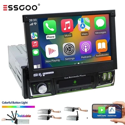 Carplay 7" 1 DIN Android 14 64G Autoradio Ausfahrbarem Bildschirm GPS NAVI FM BT - Bild 1 von 4