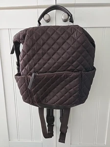 Tommy Bahama Brown Quilted Backpack Laptop Bag Silver Hardware - Picture 1 of 14
