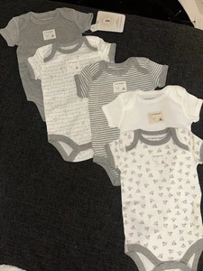 Burt's Bees Baby 0-3M Organic Cotton Bodysuit 5-PACK NWT! - Picture 1 of 9