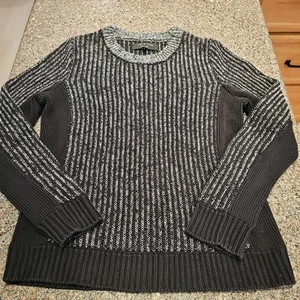 RAG & BONE Jean Gray & Black Herringbone Sweater Paula Pullover Womens M Cotton - Picture 1 of 13