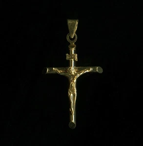 New 10K 30mm Fine Solid Yellow Gold Jesus Cross Crucifix Pendant -RG - Picture 1 of 2