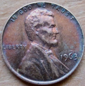 Centavo conmemorativo 1963, tono rojo, estado original, circulado, sin limpiar - Imagen 1 de 2