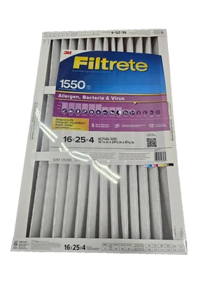 Filtrete 16x25x4Filter Merv 12 MPR1550 Allergen , Bacteria & Virus - Image 1 of 2