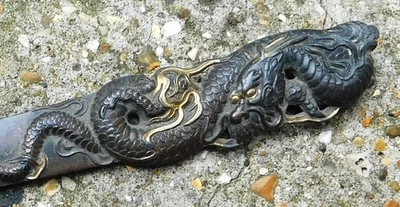 NO RESERVE Japanese Dragon Bronze Letter Opener Vintage Antique Chinese - Image 1 of 4