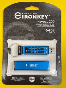 Clavier IronKey 64 Go Kingston Technology 200 USB 3.2 Type A bleu - Photo 1/2