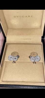Bvlgari Cicladi Diamond 18k White Gold  3 Discs Huggie  Earrings - Image 1 of 3