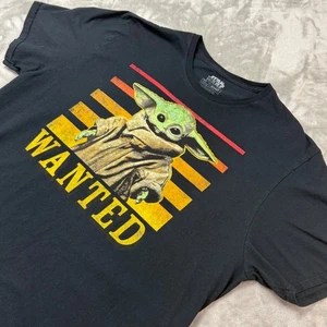 Star Wars The Mandalorian Baby Yoda Wanted Black Graphic T-Shirt 2XL/2XG - Picture 1 of 6