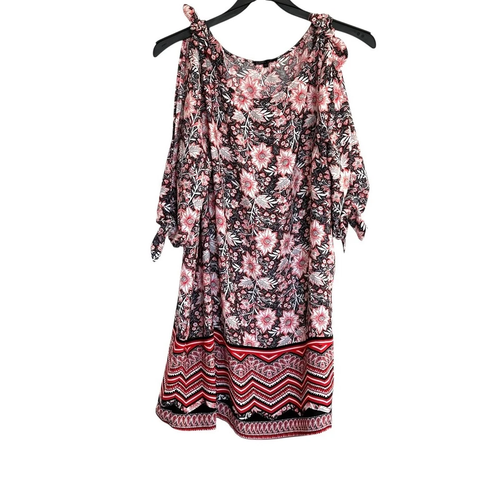 Vestido Bebop Para Mujer 1X Floral Hombro Frío Mangas Corbata Dobladillo Geométrico Ligero Foto 1 de 4