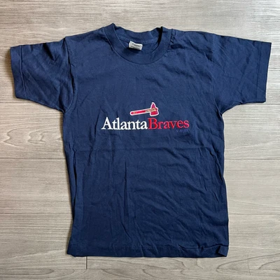 Vintage 90s Atlanta Braves Embroidered T-Shirt Single Stitch Youth 14/16 - Image 1 of 4
