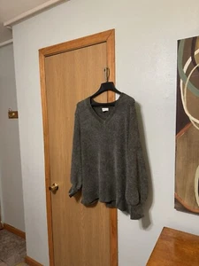 Suéter Pullover Ava & Viv Talla 2X Verde con Mangas Globo Cuello en V Chenilla - Usado en Excelente Condición - Imagen 1 de 4