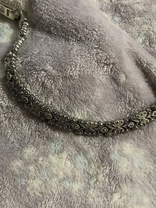 Silver Tone Floral Butterfly Link/Panels Bracelet - Picture 1 of 4