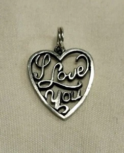 Sterling Silber I Love You Herz Anhänger Kursiv 3/4" x 5/8" - Bild 1 von 5