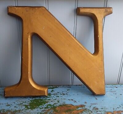 Vintage Letter N. Large Shop Signage. Wood. 12ins / 30cms. • 23.35$
