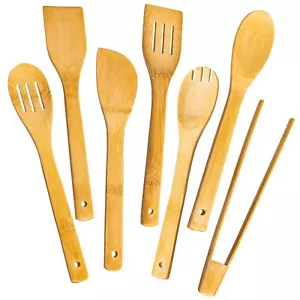 Wooden Spoons for Cooking 7Piece Kitchen Nonstick Bamboo Cooking Utensils Set - Picture 1 of 7