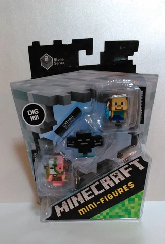 Minecraft Stone Series 2 Zombie Pigman, Wither, Fishing Steve 1" Minifigures Cover