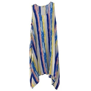 Umgee Shift Dress Womens Size Medium Blue Striped Oversize Handkerchief Beach - Picture 1 of 11