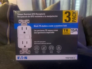 Eaton Tamper Resistant TRGF15W-3 15A/125V GFCI Receptacle 3-pack - Picture 1 of 7