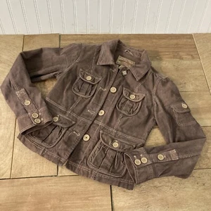 Aeropostale Limited Edition Damen Cord Jacke 4 Knöpfe Taschen Braun Small - Bild 1 von 12
