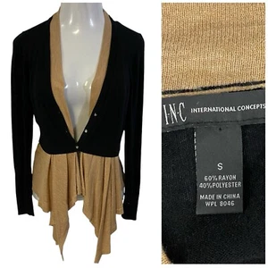INC Sweater Womens Small Cardigan Contrast Knit Sharkbite Career Office Work - Picture 1 of 10