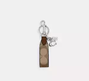 COACH CU303 SIGNATURE LOOP SNAP VALET KEY FOB RING BAG CHARM NEW NWT - Picture 1 of 3