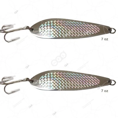 Plantillas de cucharas de pesca de 7 oz 2 piezas con un gancho agudo para arrastrar metal fundido señuelo plateado Foto 1 de 2