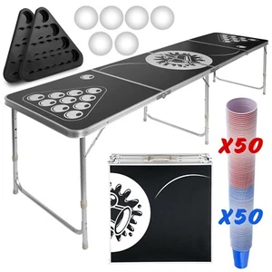 Ensemble de table Jago® Beer Pong + 100 tasses et 6 balles bier pong jeu à boire table de fête - Photo 1/12