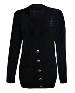 Cardigan Donna In Maglia Chunky Aran Con Bottoni - Bild 1 von 6