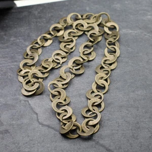 Statement Lange Kette Boho Edel Style Mittelalter Metall Antique Messing Schmuck - Picture 1 of 7