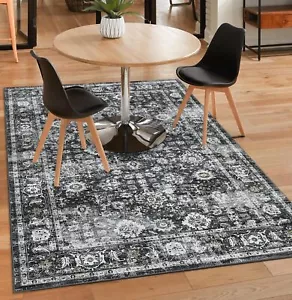 Washable Rug 5x7 Area Rugs for Living Room Bedroom, Vintage Non-Slip Print Di... - Picture 1 of 8