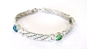 Designer Milor Sterling Silver Multi Gem Gemstone CZ Tennis Bracelet 7.5" 16.5Gr