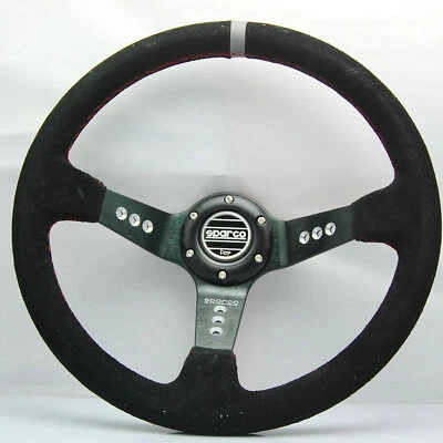 350mm Suede Leather Deep Dish Racing Steering Wheel Fit MOMO OMP hub Perforated - Image 1 of 4