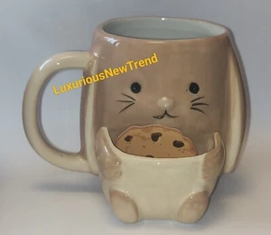 New Brown Shade Rabbit Tea Coffee Mug Cookie Pocket Kitchen DECOR Ornament Gift - Picture 1 of 6