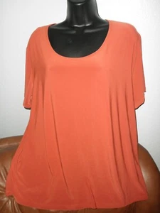 NWT Ladies SUSAN LAWRENCE Terra Cotta Rust Short Slv Top w/ stretch, Plus 2X - Picture 1 of 1