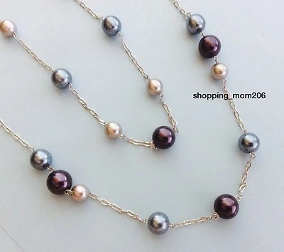 Collar de perlas de vidrio púrpura/azul/gris Lia Sophia "Pearl Jam" Foto 1 de 4