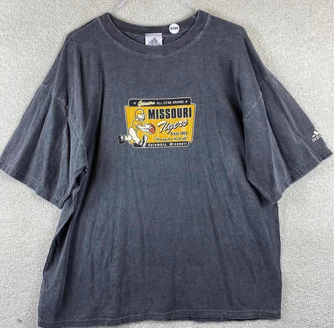 Missouri Tigers Football Gray XL T Shirt NCAA Adidas XL Short Sleeve Shirt Cover