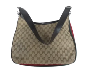 Gucci Attache Shoulder Bag Monogram Canvas Coating Cowhide Strap Handbag Medium - Picture 1 of 11